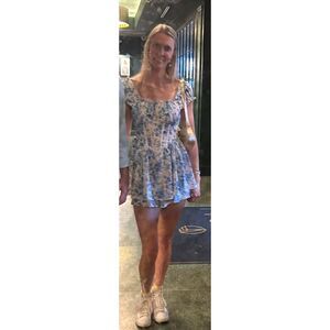 Shein Blue Willow White Corset Romper Womens Sz Petite XS